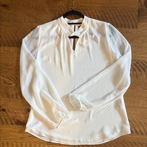 White House Black Market White Keyhole Blouse